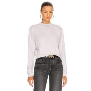 Cotton Citizen Milan Crew Neck Sweatshirt Small White Stone Cropped Long Sleeve